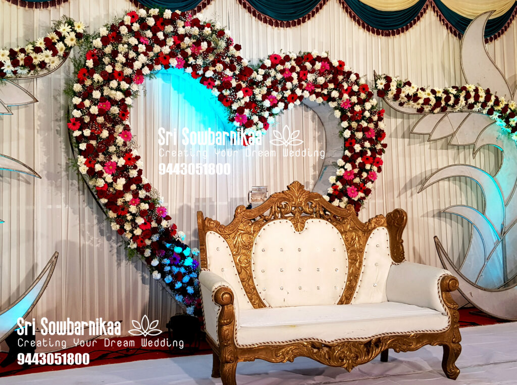 Wedding Reception Stage Flower decoration (2) - Sigaram Events, Pondicherry